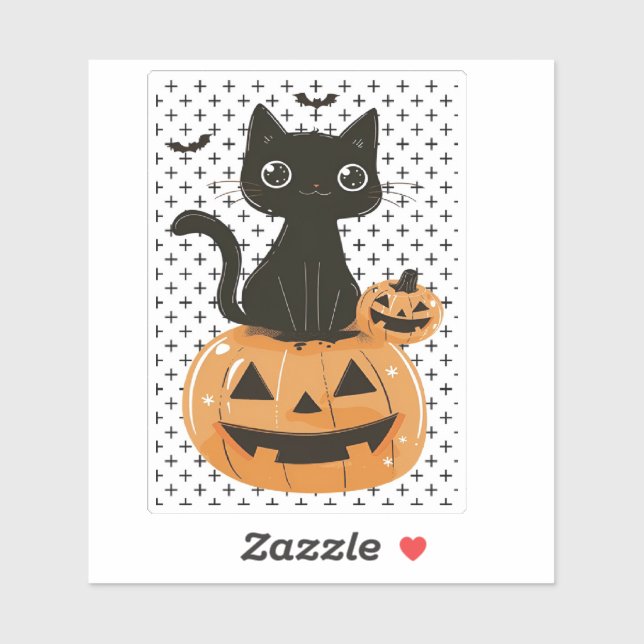 Cute black Halloween cat and pumpkin (Sheet)