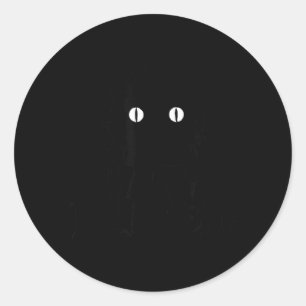 Cute Black Halloween Cat With Whiskers Happy Classic Round Sticker