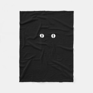 Cute Black Halloween Cat With Whiskers Happy Fleece Blanket