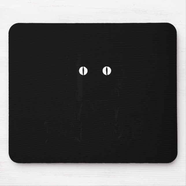 Cute Black Halloween Cat With Whiskers Happy Mouse Pad (Front)