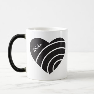 Cute Black Heart With Rings Monogrammed Magic Mug