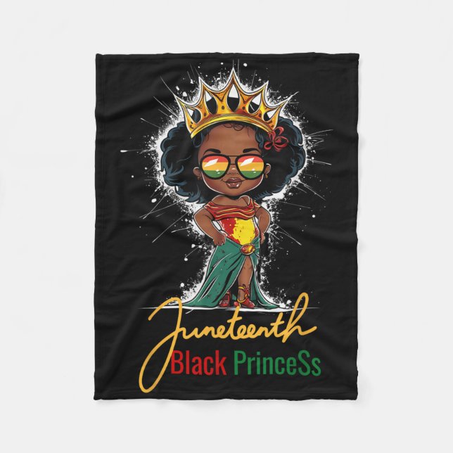 Cute Black Juneteenth Princess Black History Afric Fleece Blanket (Front)