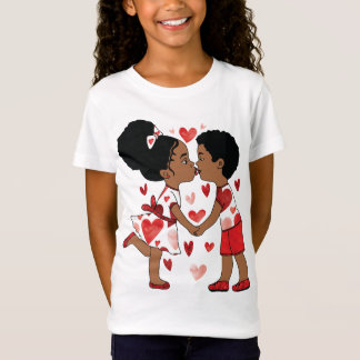 Cute Black Kids in Love Illustration | Valentine’s T-Shirt