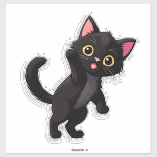 Cute Black Kitten Cartoon With Big Eyes