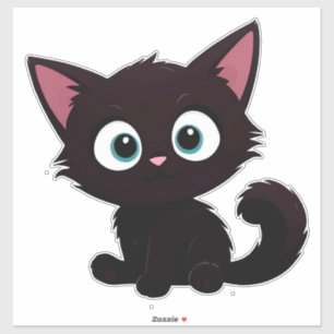 Cute Black Kitten Cartoon With Big Eyes