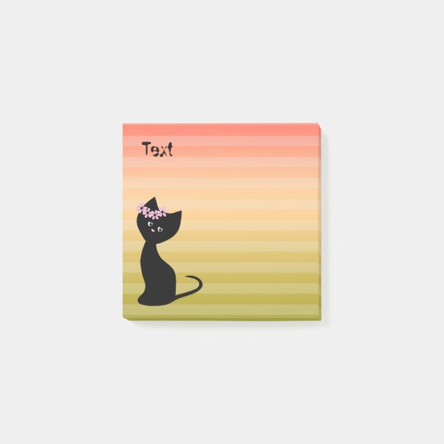 Cute black kitten cat personalised  summer gradien post-it notes (Front)