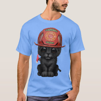 Cute Black Kitten Firefighter 1 T-Shirt