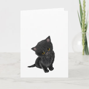 Cute black kitten greetings card