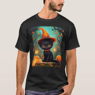 Cute Black Kitten Halloween Kitty Witch Cat for Gi T-Shirt