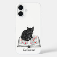 Cute Black Kitten on a Book Personalized with name