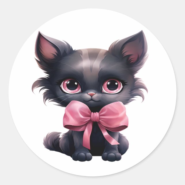 Cute Black Kitten Stickers (Front)