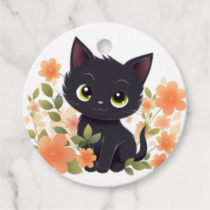 Cute Black Kitten Thank You Favour Tags