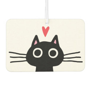 Cute Black Kitten with Valentine Heart Car Air Freshener