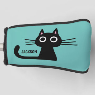 Cute Black Kitty Cat   Cool Kitten Personalised Golf Head Cover