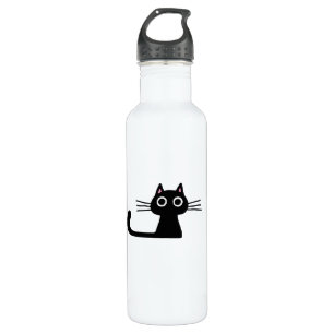 Cute Black Kitty Cat - Funky Feline 710 Ml Water Bottle