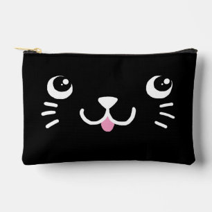 Cute Black Kitty Face Accessory Pouch