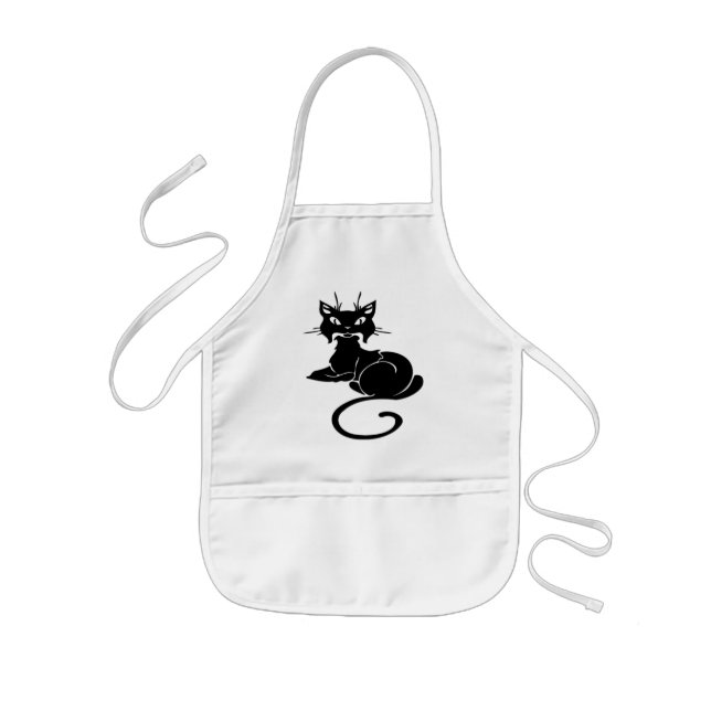 Cute Black Kitty Kids Apron (Front)