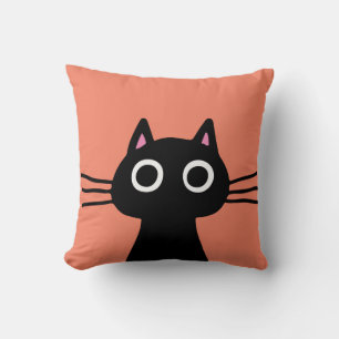 Cute Black Kitty   Quirky Pet Cat Lover's Cushion