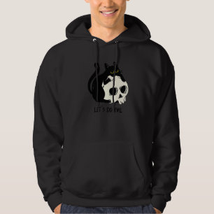Cute Black Kitty With Skull Black Cat Dark Magic W Hoodie