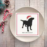 Cute Black Lab Dog with Christmas Santa Claus Hat Napkin<br><div class="desc">This design features a cute black lab dog silhouette wearing a Christmas Santa Claus Hat. Personalise with your custom text, Holiday greeting, dog's name or just delete. You can change the background colour by clicking on customise and then the small eye dropper. This is an awesome design for dog lovers,...</div>
