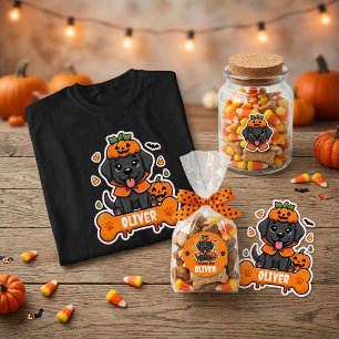Cute Black Lab Halloween Pumpkin Personalised Kids T-Shirt