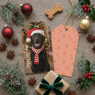 Cute Black Lab Happy Howlidays Santa Hat Gift Tags
