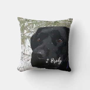 Cute Black Lab Labrador Retriever Dog Cushion