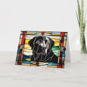 Cute Black Lab Stained Glass Card