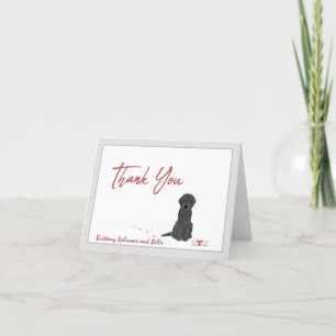 Cute Black Labradoodle Dog Personalise Bone Thank You Card