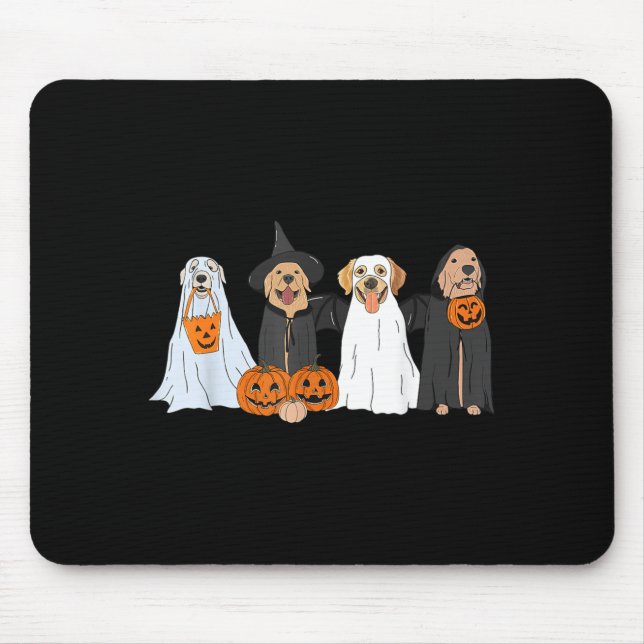 Cute Black Labrador Dog Halloween Ghost Dogs Mouse Pad (Front)