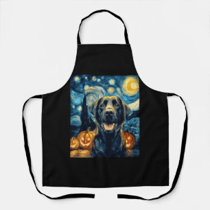 Cute Black Labrador Dog Halloween Jack O Lantern P Apron