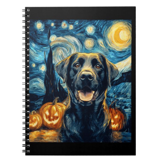 Cute Black Labrador Dog Halloween Jack O Lantern P Notebook (Front)