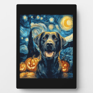 Cute Black Labrador Dog Halloween Jack O Lantern P Plaque