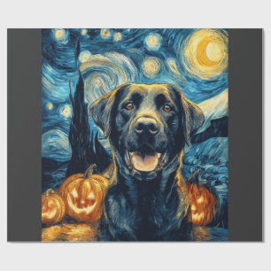 Cute Black Labrador Dog Halloween Jack O Lantern P Wrapping Paper