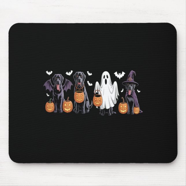 Cute Black Labrador Dog Halloween Pumpkin Labrador Mouse Pad (Front)