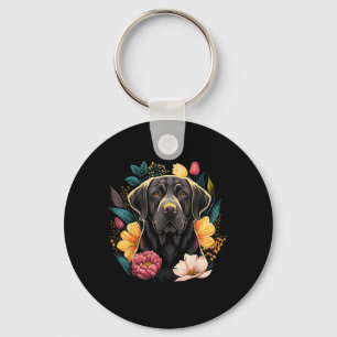 Cute Black Labrador Dog On Black Labrador Key Ring