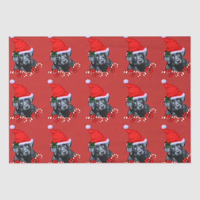 Cute Black Labrador Retriever Christmas Tissue Paper (Front)