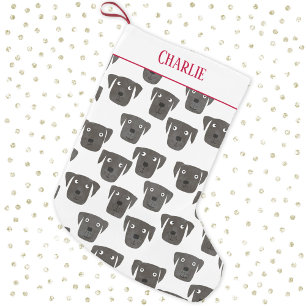 Cute Black Labrador Retriever Dog Personalised Small Christmas Stocking