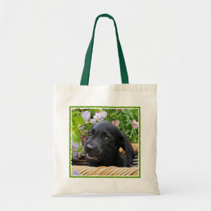 Cute Black Labrador Retriever Dog Puppy Pet Photo Tote Bag