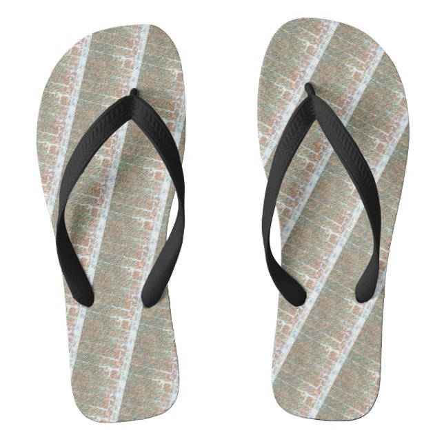 Cute Black LIGHT BROWN Modern Woman Flip Flops (Footbed)