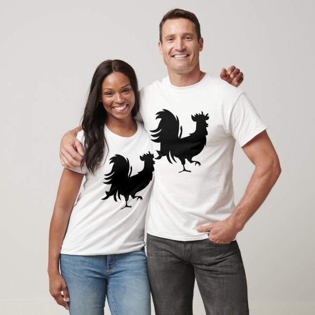 Cute Black lucky rooster T-Shirt (Unisex)
