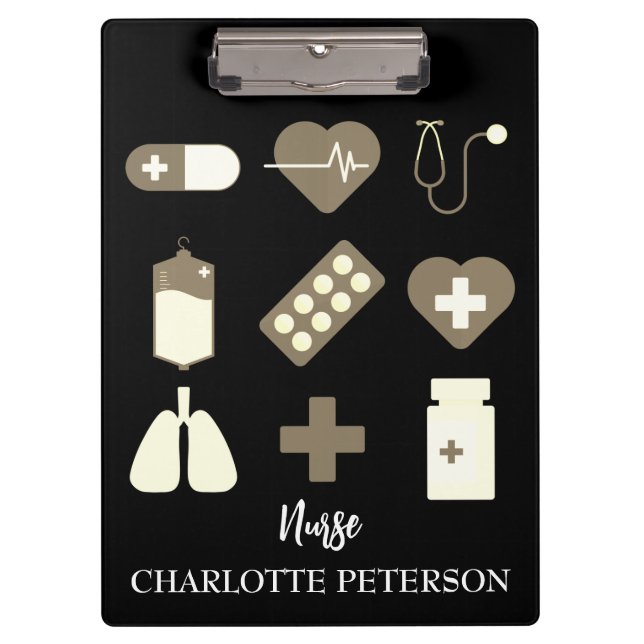 Cute  Black Medical Element Nurse  Clipboard (Front)