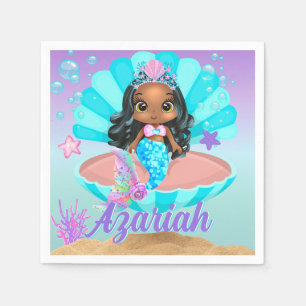 Cute Black Mermaid Princess Under the Sea Napkin