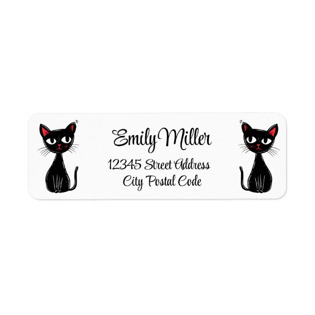Cute black Mid Century cartoon cat (Front)