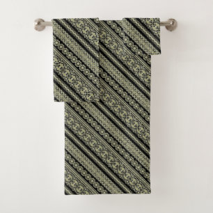 Cute black olive ukraine ornament background bath towel set