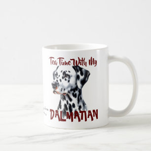 Cute Black on White Tea Time With My Dalmatian Coffee Mug