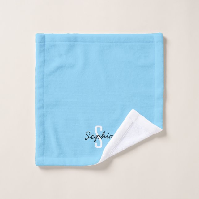 Cute Black Orange Monogram Script Name Bath Towel Set (Wash Cloth)