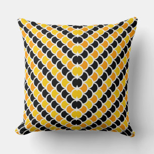 Cute black orange moroccan pattern design cushion