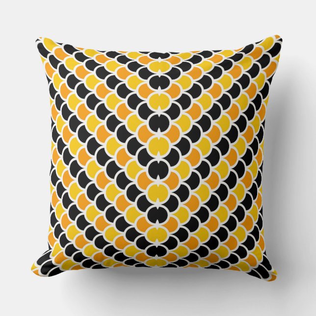 Cute black orange moroccan pattern design cushion (Front)