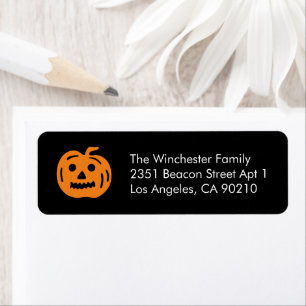 Cute black orange pumpkin fun Halloween address